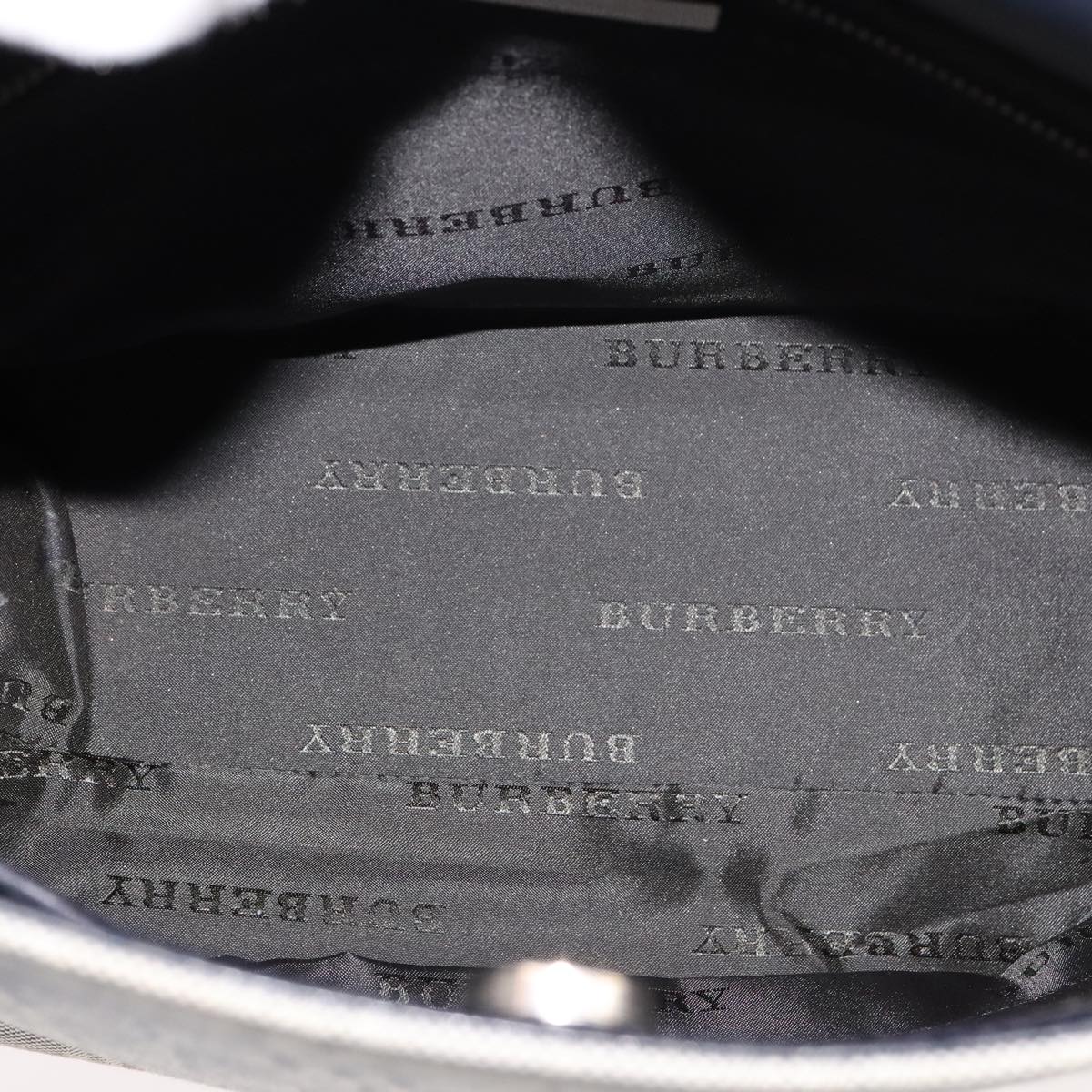 BURBERRY Nova Check Tote Bag Canvas Leather Gray Silver Auth bs21996