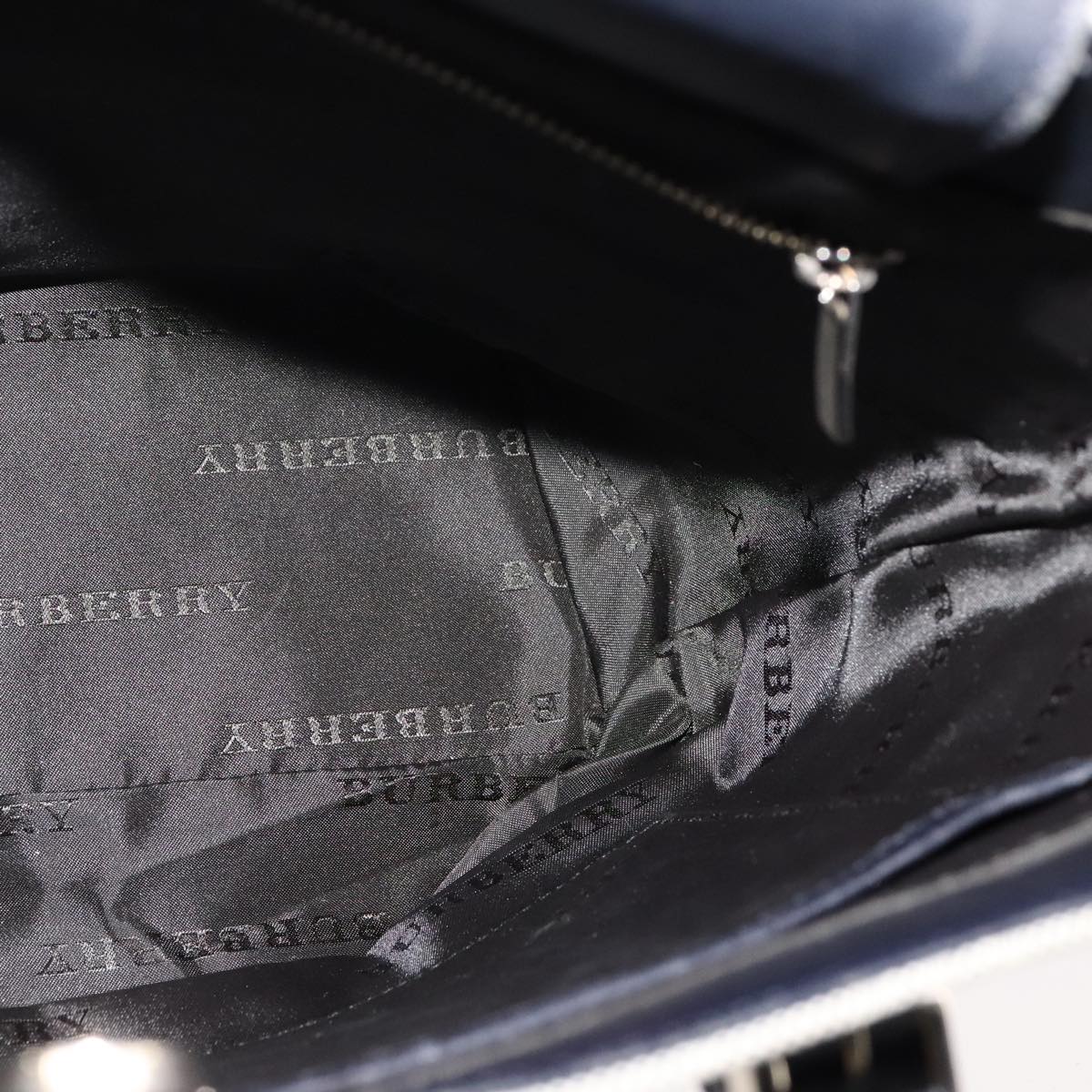 BURBERRY Nova Check Tote Bag Canvas Leather Gray Silver Auth bs21996