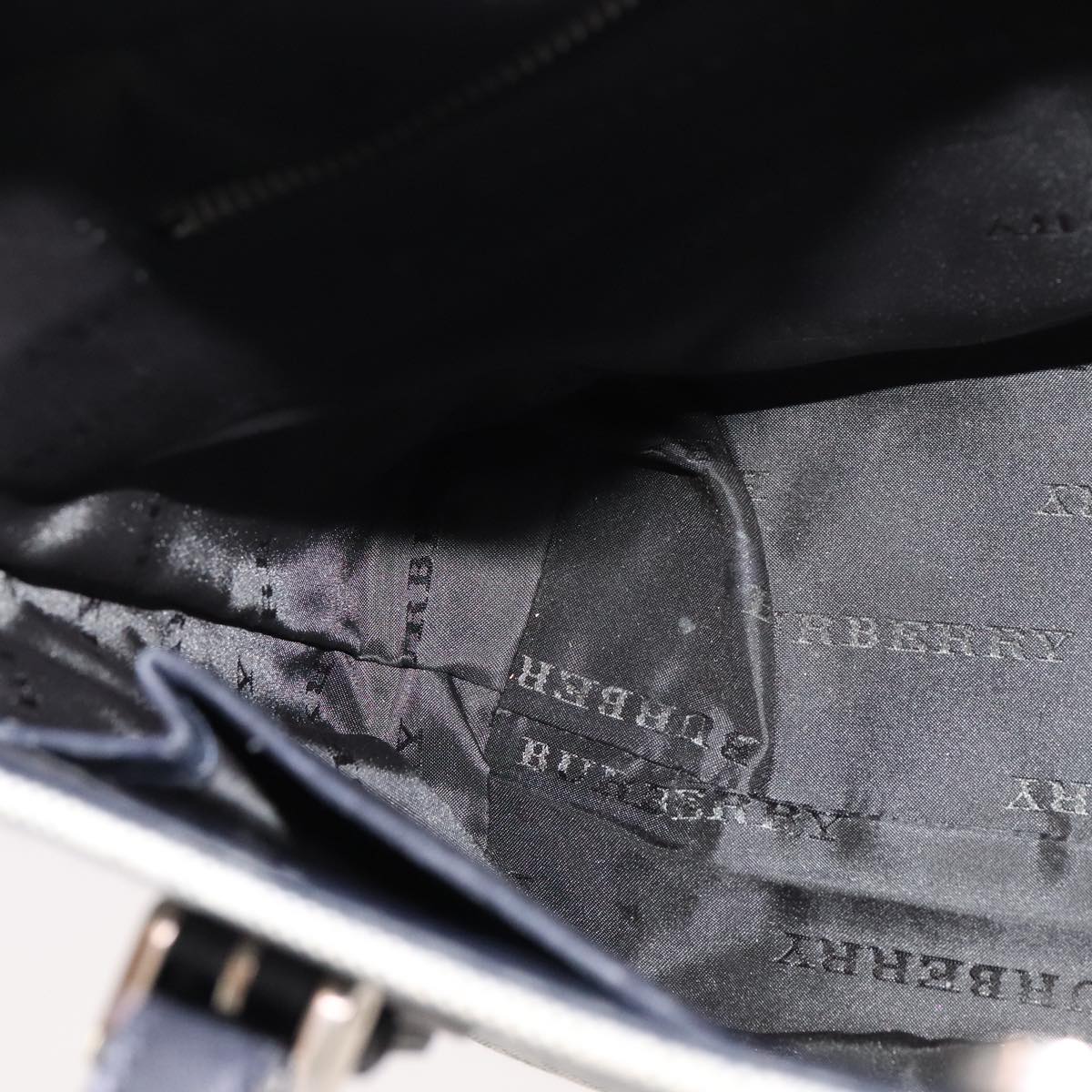 BURBERRY Nova Check Tote Bag Canvas Leather Gray Silver Auth bs21996