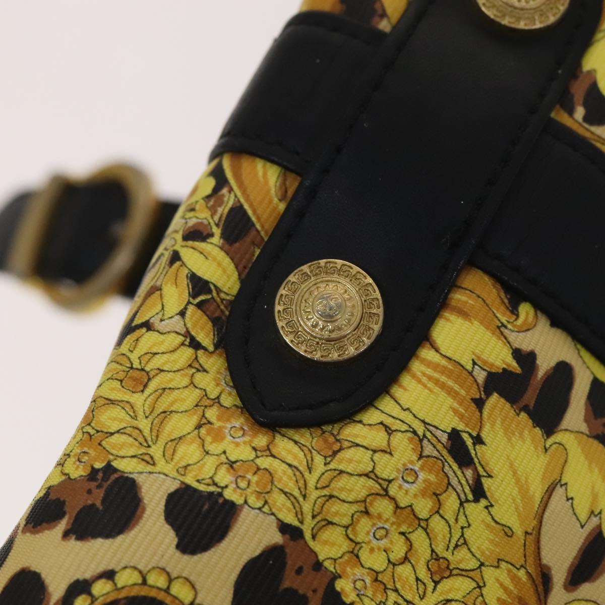 Gianni Versace Shoulder Bag PVC Leather Yellow Black gold Auth bs21999