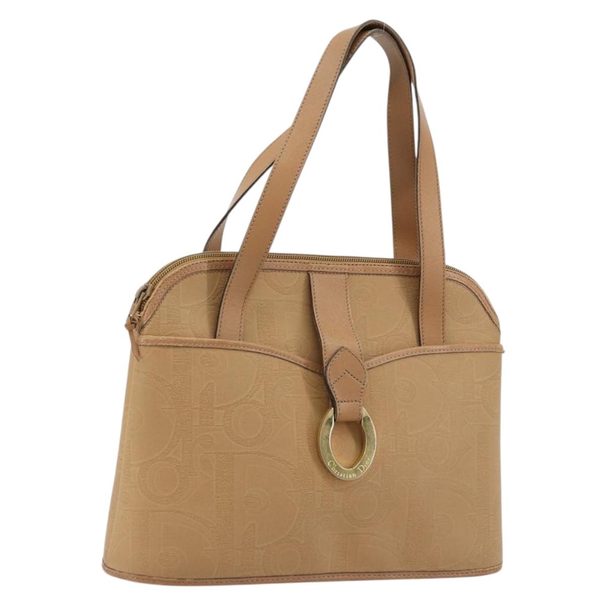 Christian Dior Trotter Canvas Hand Bag PVC Beige Auth bs22001