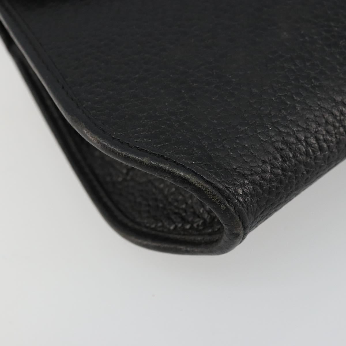 Christian Dior Shoulder Bag Leather Black Brown gold Auth bs22002