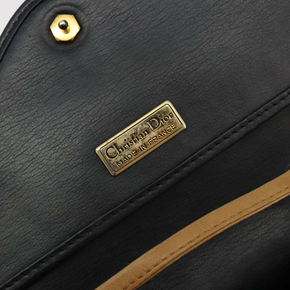 Christian Dior Shoulder Bag Leather Black Brown gold Auth bs22002