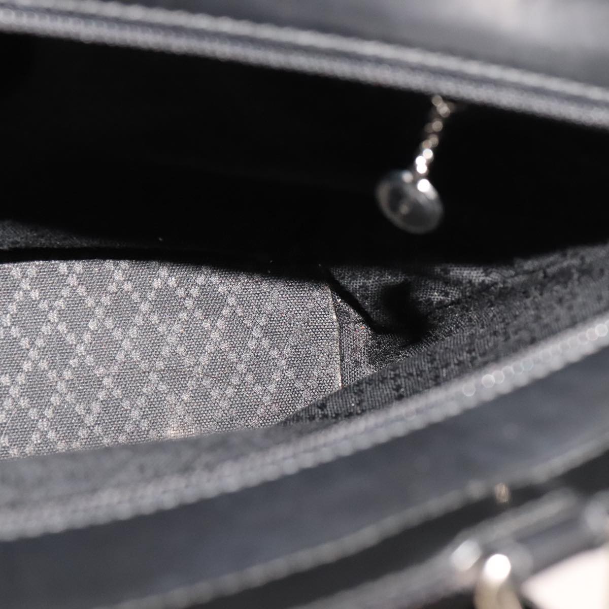 GUCCI Bamboo Hand Bag Nylon 2way Black Silver 000 1998 0588 Auth bs22015