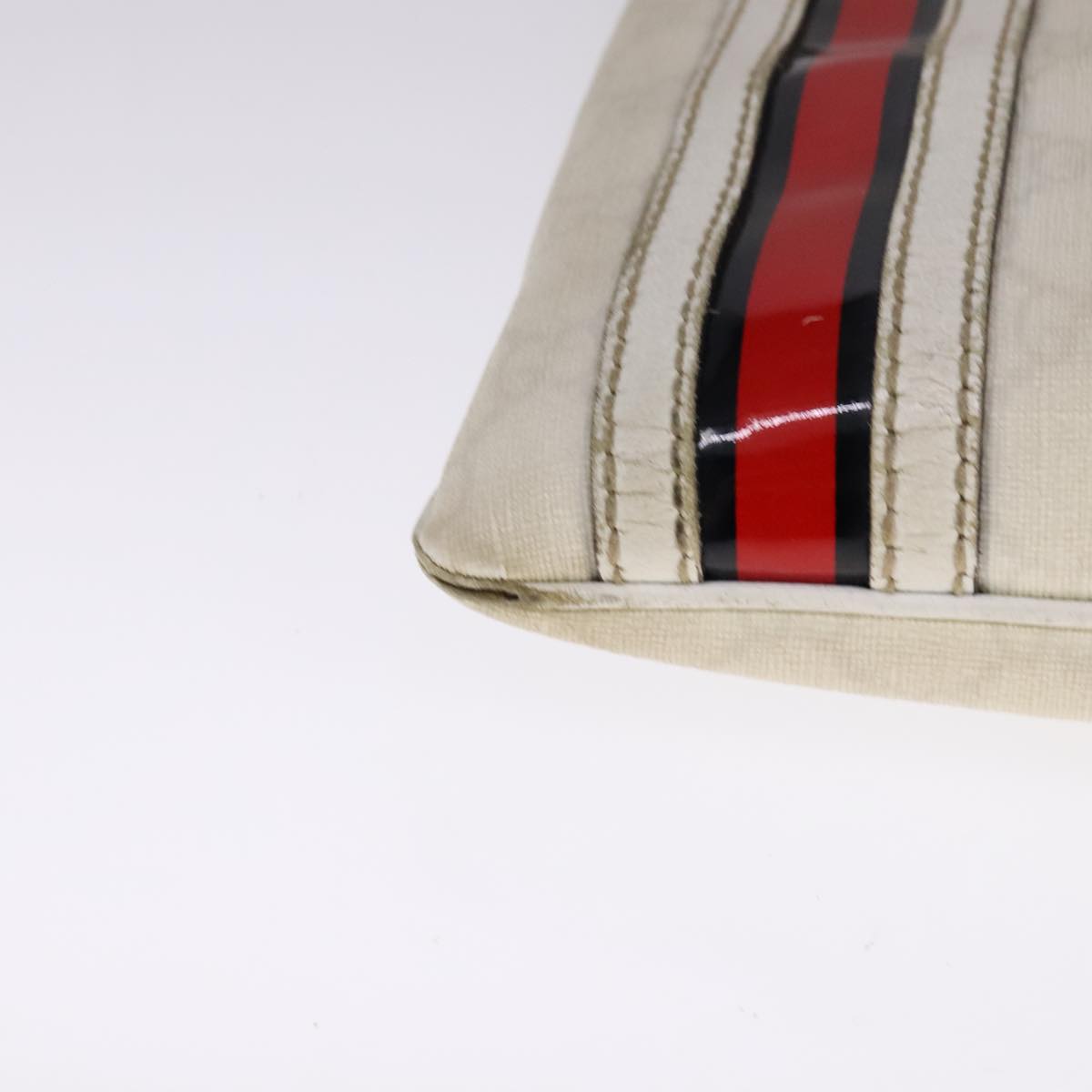 GUCCI GG Supreme Shoulder Bag PVC White Red gold 153244 Auth bs22024