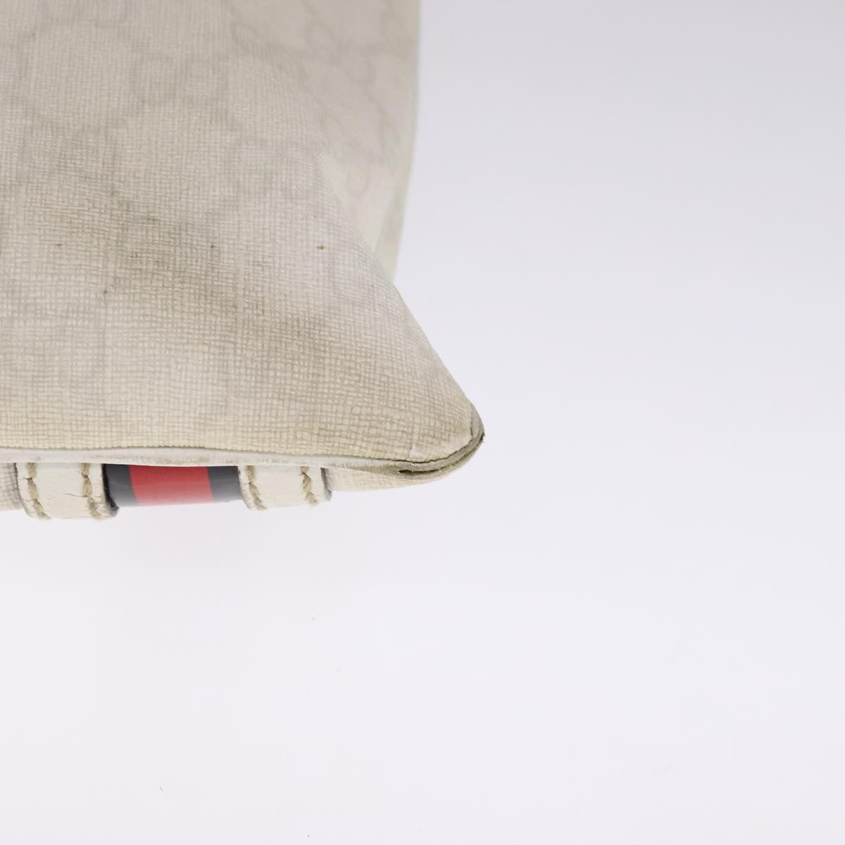 GUCCI GG Supreme Shoulder Bag PVC White Red gold 153244 Auth bs22024
