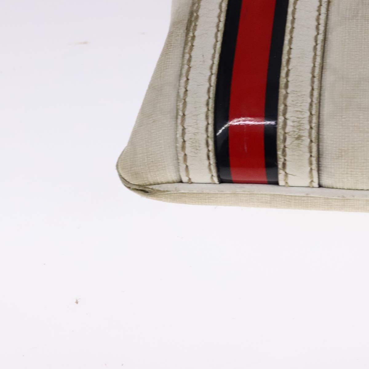 GUCCI GG Supreme Shoulder Bag PVC White Red gold 153244 Auth bs22024