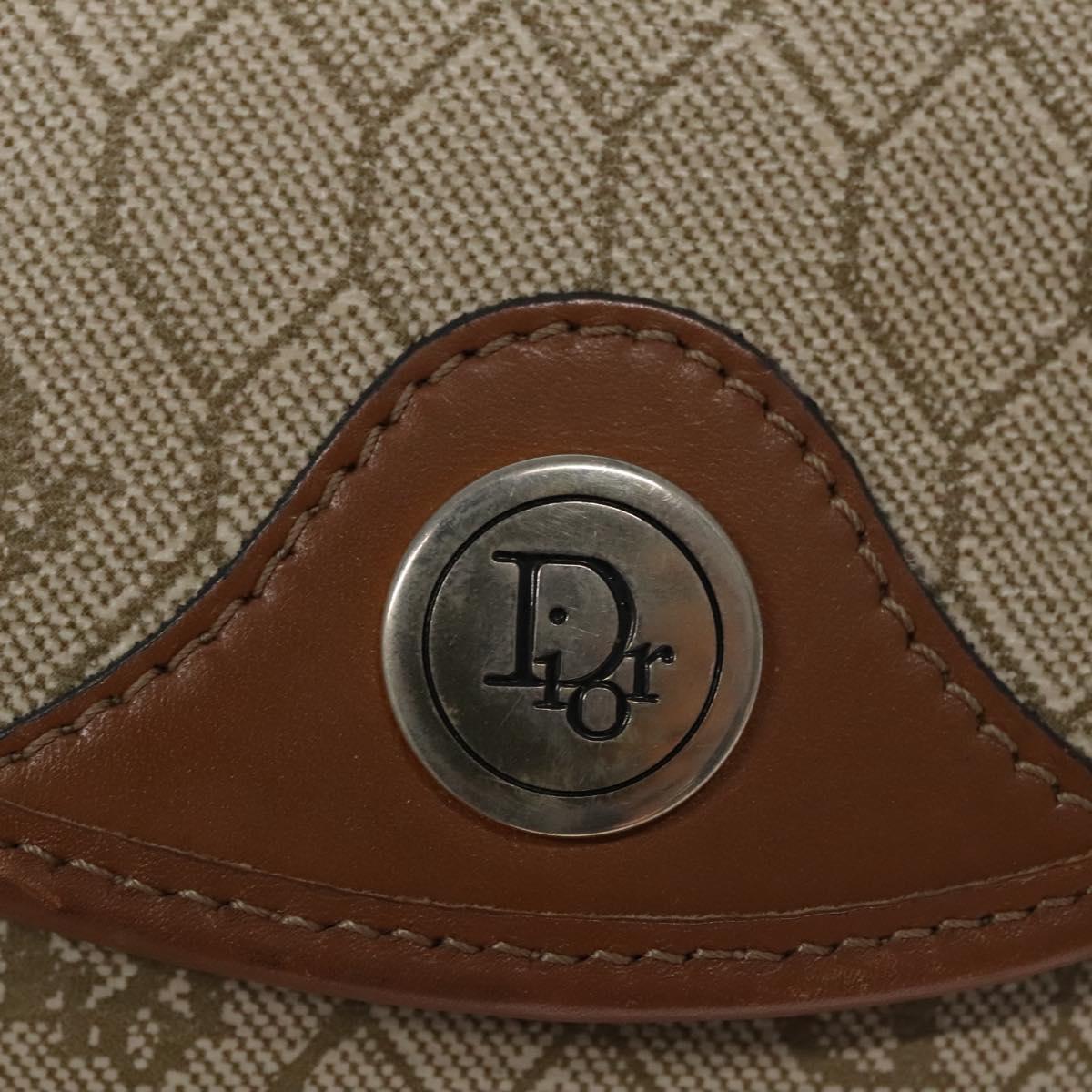 Christian Dior Honeycomb Canvas Shoulder Bag PVC Beige Gold Auth bs22027