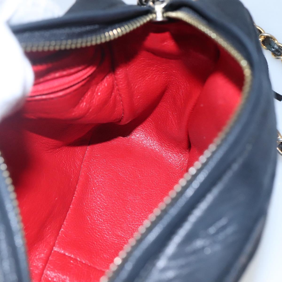 CHANEL Matelasse Chain Shoulder Bag Satin Black Gold CC Auth bs22051