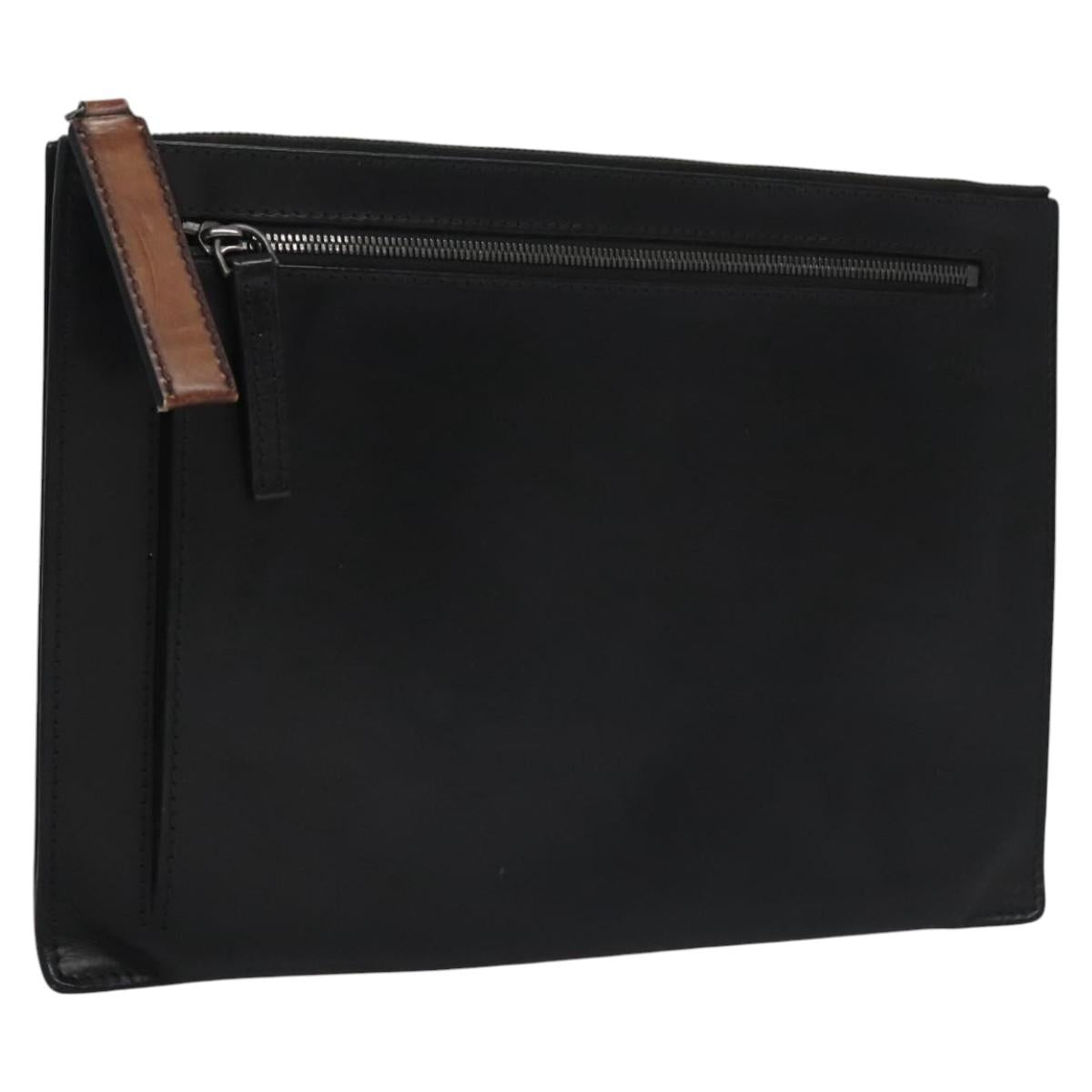 Berluti Clutch Bag Leather Black Auth bs22062