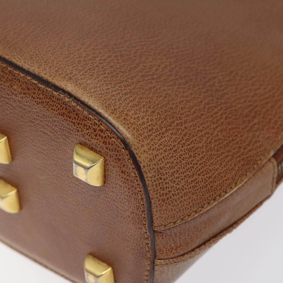 Salvatore Ferragamo Shoulder Bag Leather Brown Gold Auth bs22078