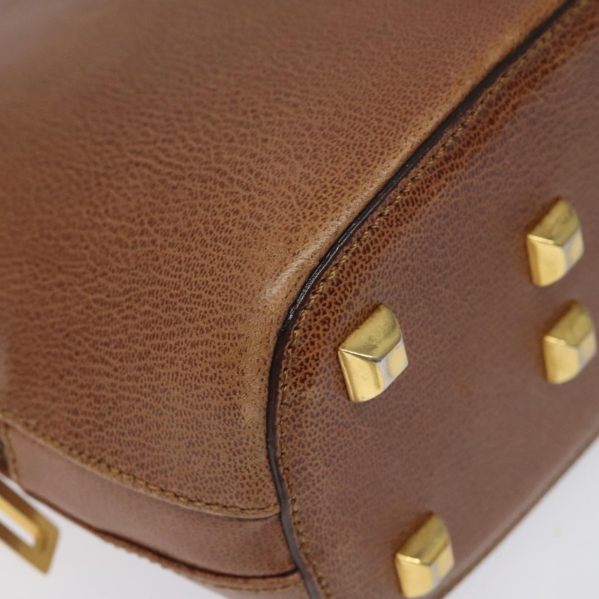 Salvatore Ferragamo Shoulder Bag Leather Brown Gold Auth bs22078