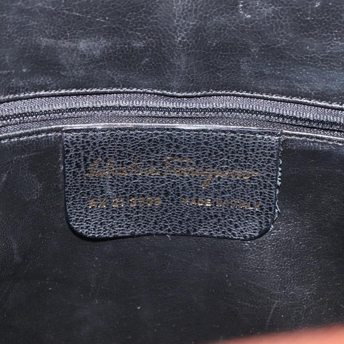 Salvatore Ferragamo Shoulder Bag Leather Brown Gold Auth bs22078