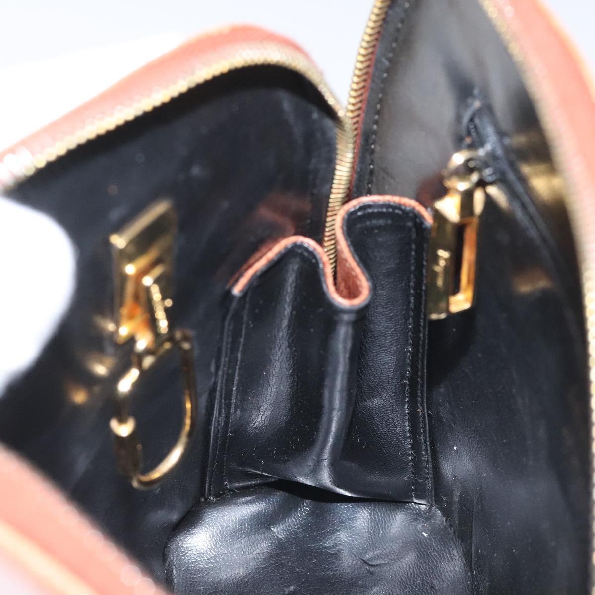 Salvatore Ferragamo Shoulder Bag Leather Brown Gold Auth bs22078