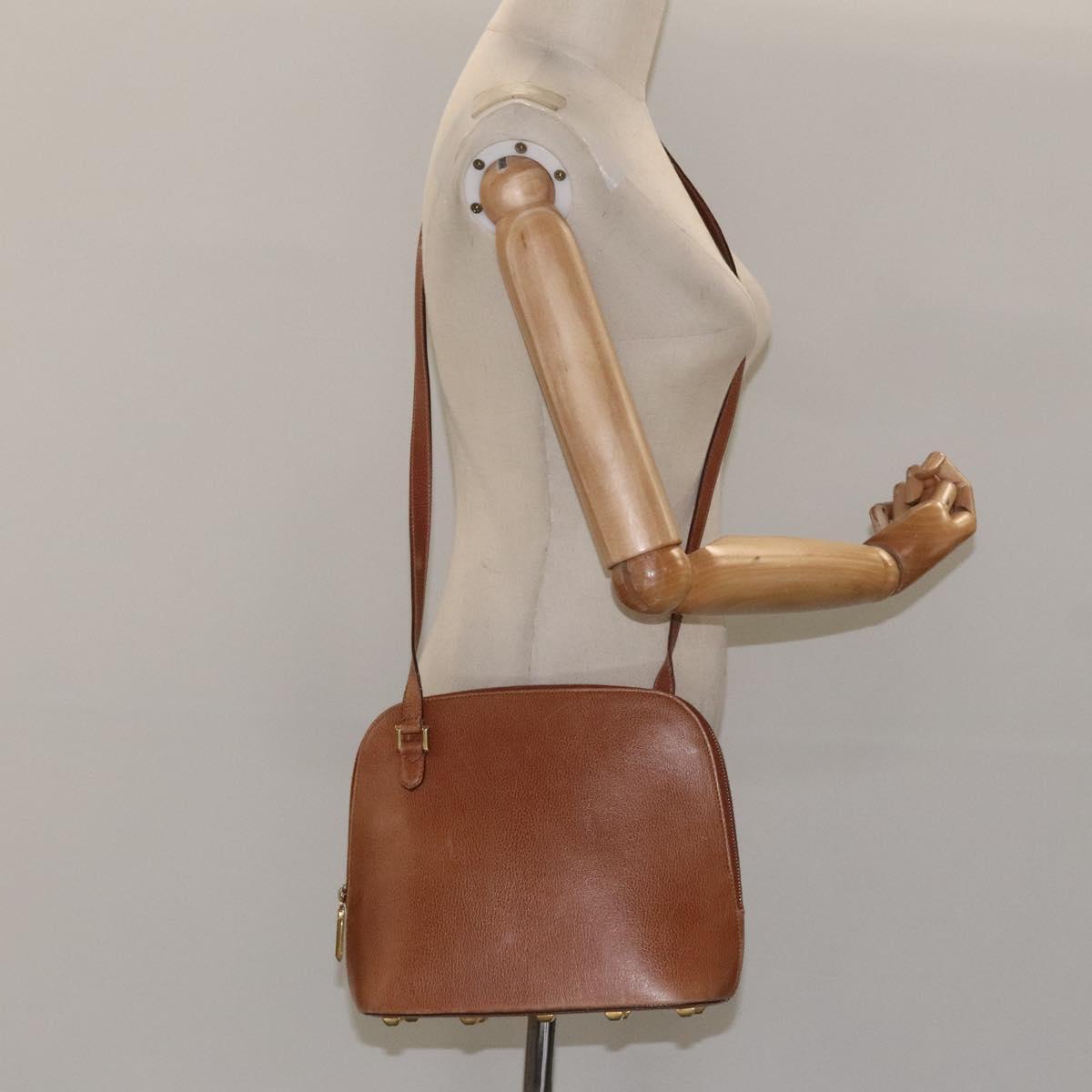 Salvatore Ferragamo Shoulder Bag Leather Brown Gold Auth bs22078