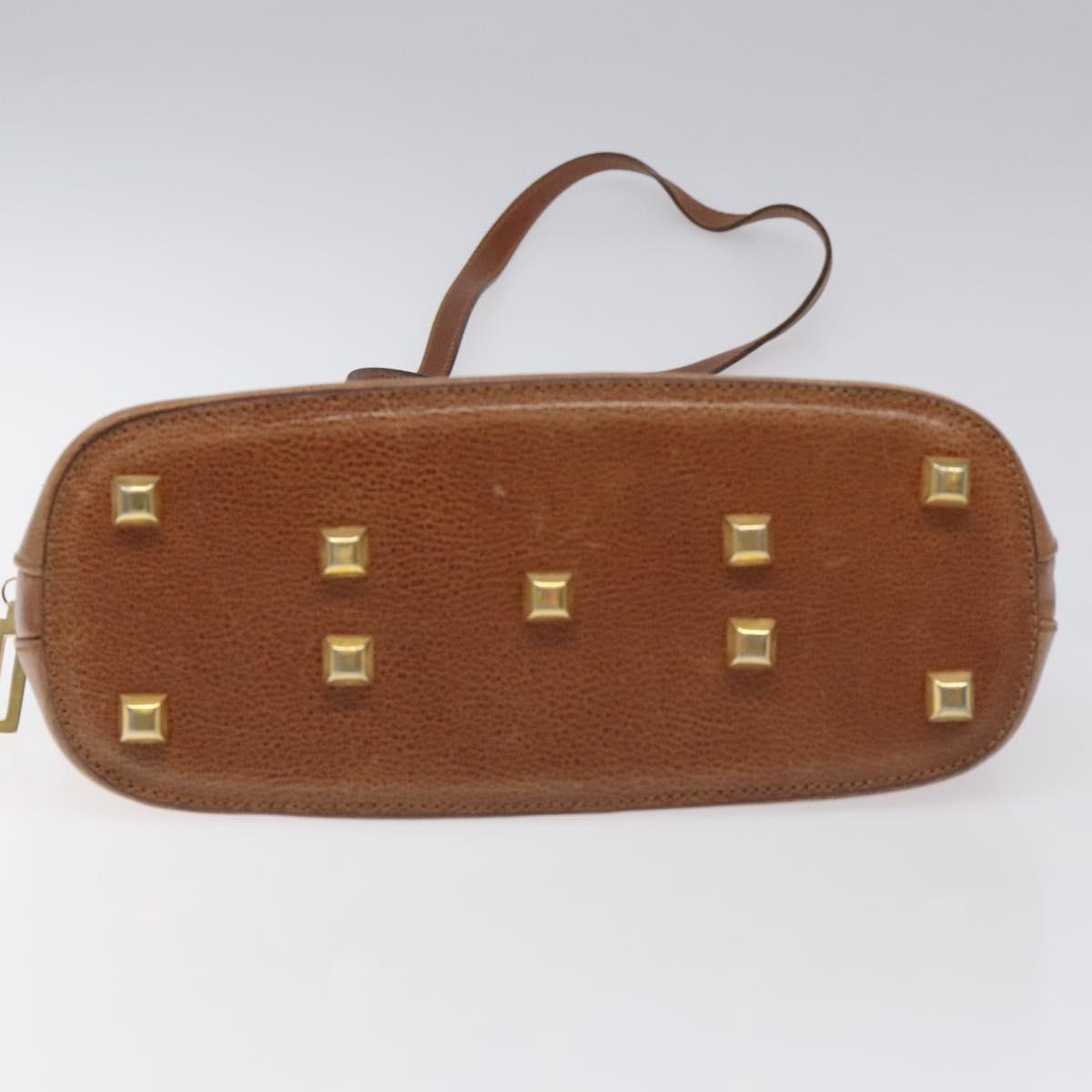 Salvatore Ferragamo Shoulder Bag Leather Brown Gold Auth bs22078