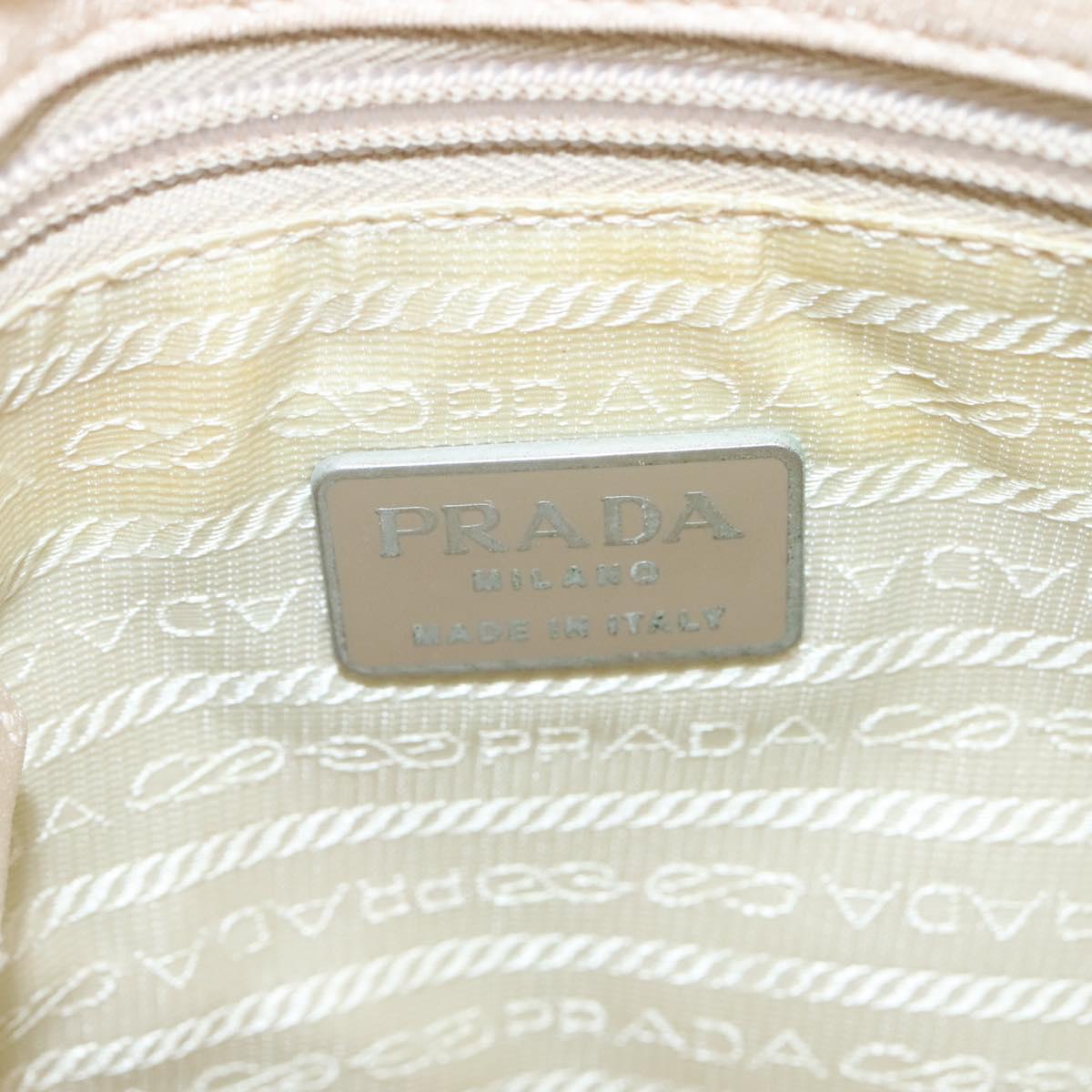 PRADA Shoulder Bag Canvas Beige Auth bs22080