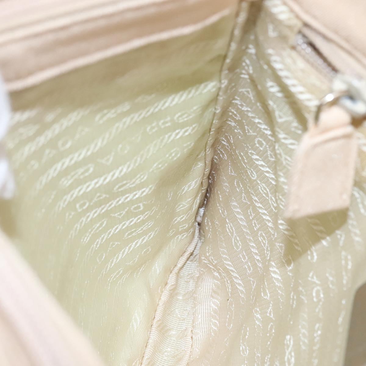 PRADA Shoulder Bag Canvas Beige Auth bs22080