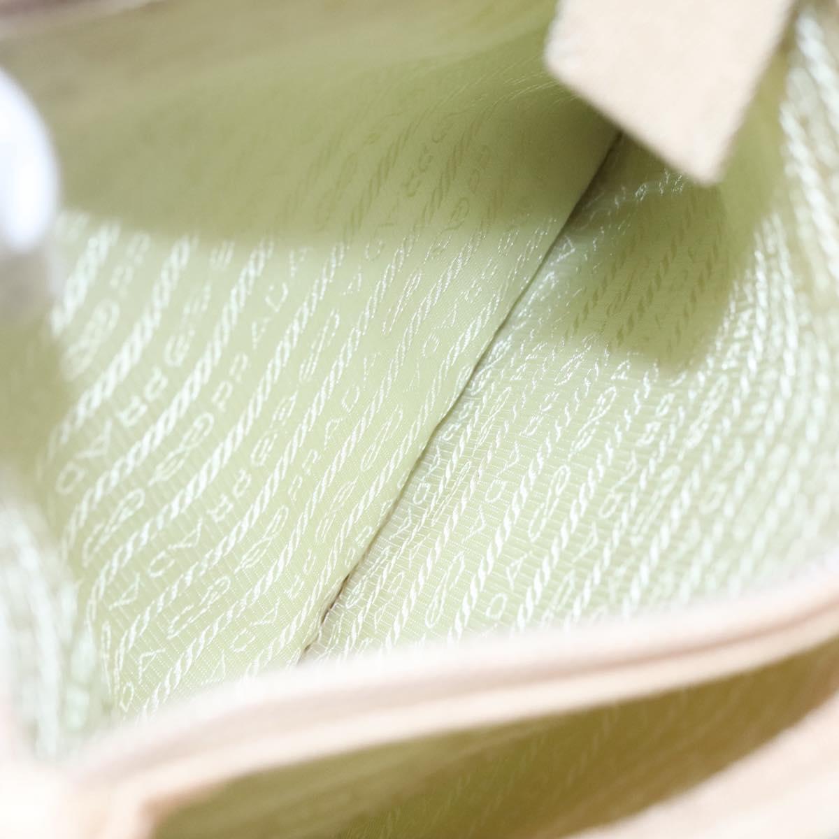 PRADA Shoulder Bag Canvas Beige Auth bs22080