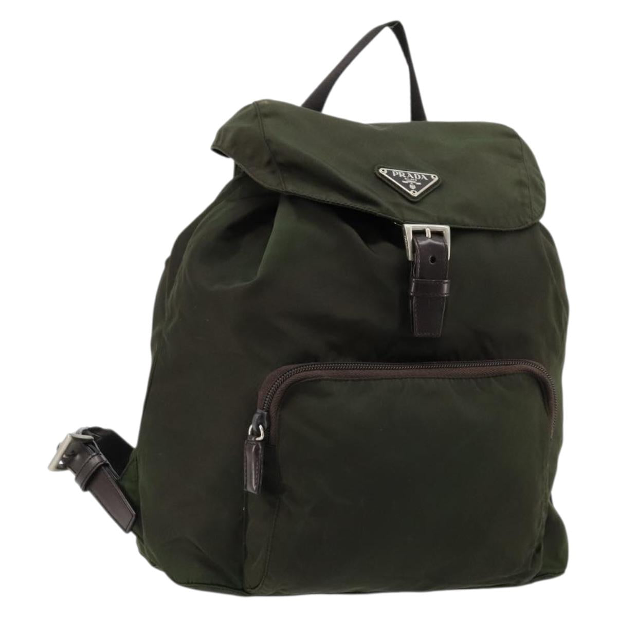 PRADA Backpack Nylon Khaki Auth bs22082
