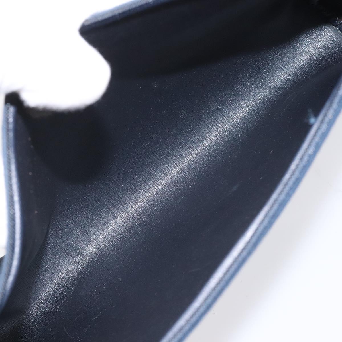 Christian Dior Trotter Canvas Clutch Bag Navy Gold Auth bs22117