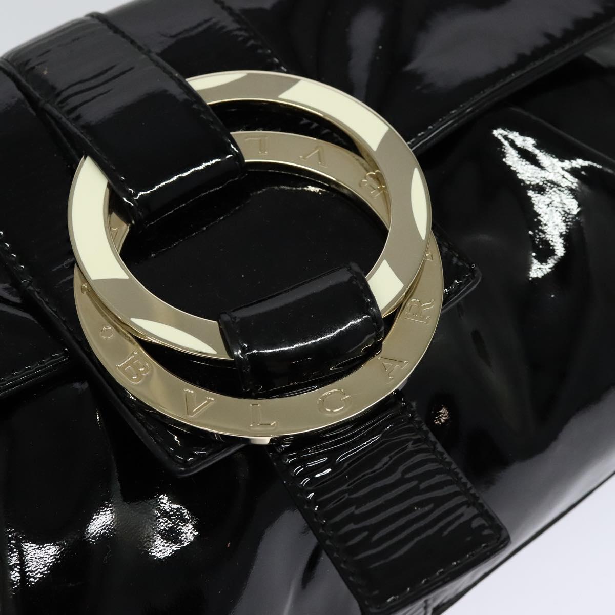 BVLGARI Chandra Shoulder Bag Enamel Black Auth bs22120