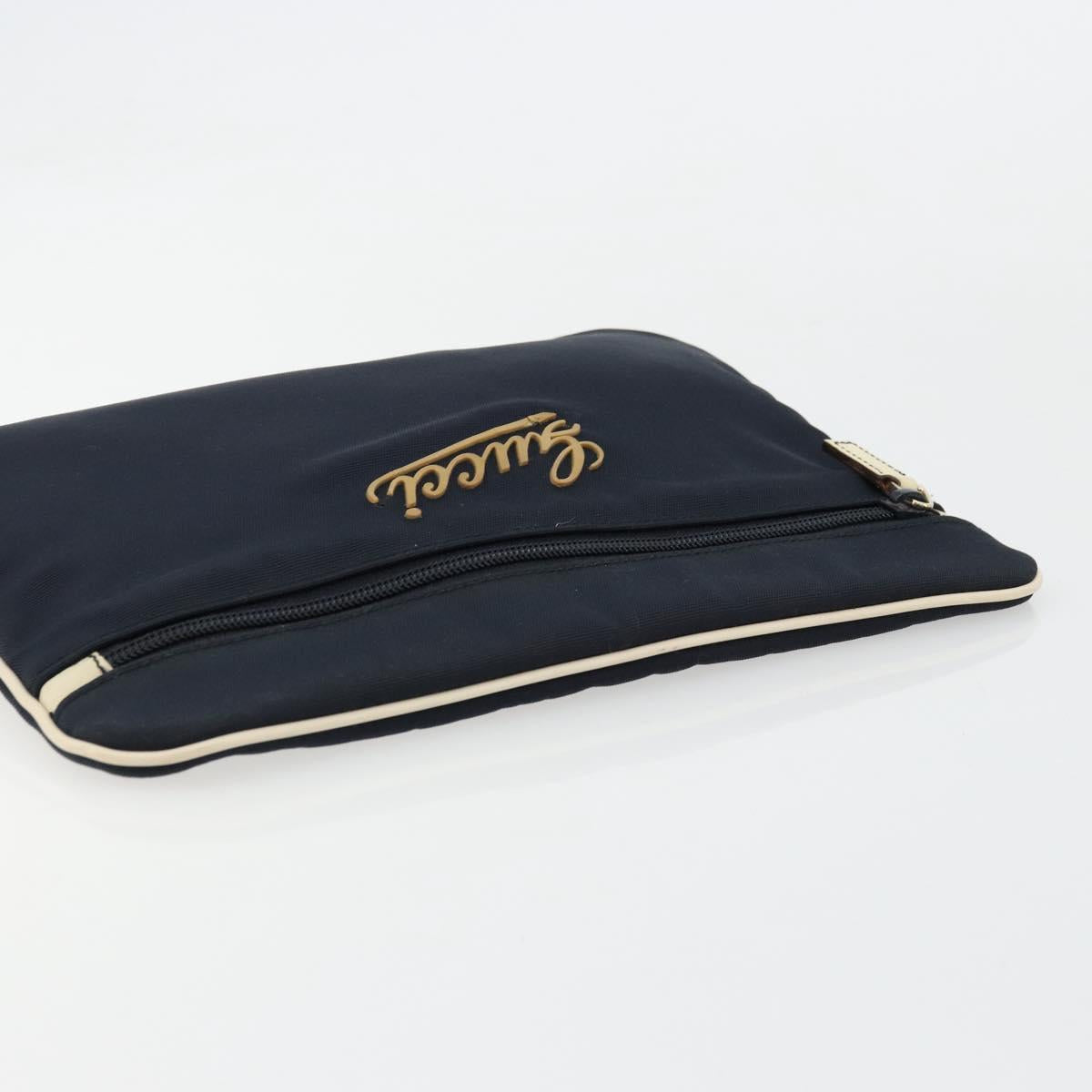 GUCCI Pouch Nylon Navy Silver Auth bs22200