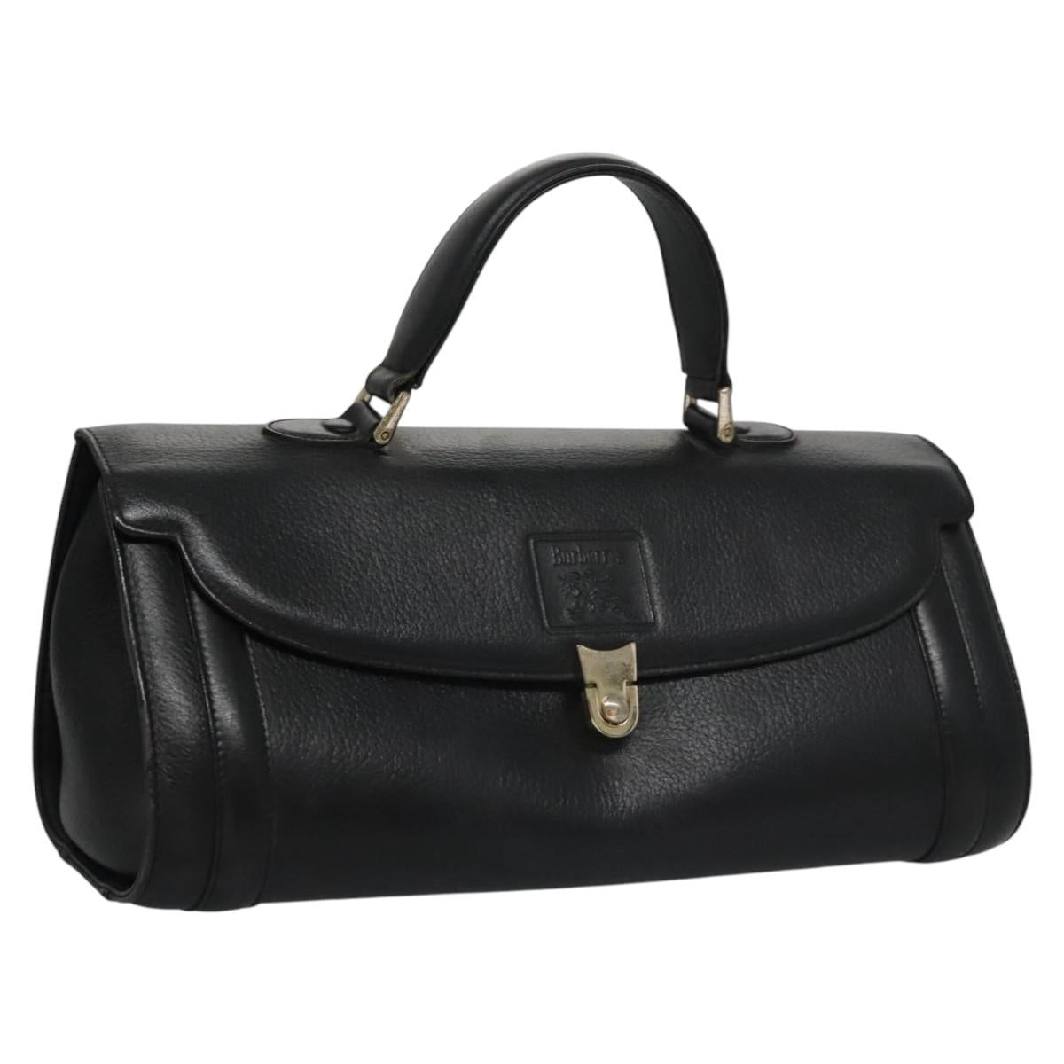 Burberrys Hand Bag Leather Black Auth bs22205