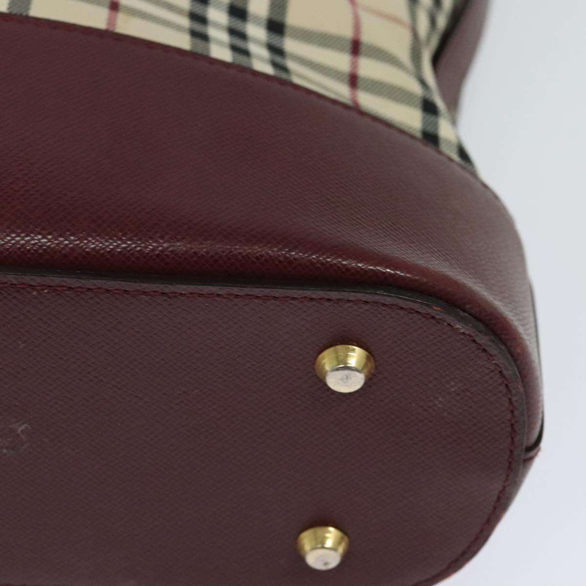 BURBERRY Nova Check Shoulder Bag Canvas Beige Red Auth bs22206