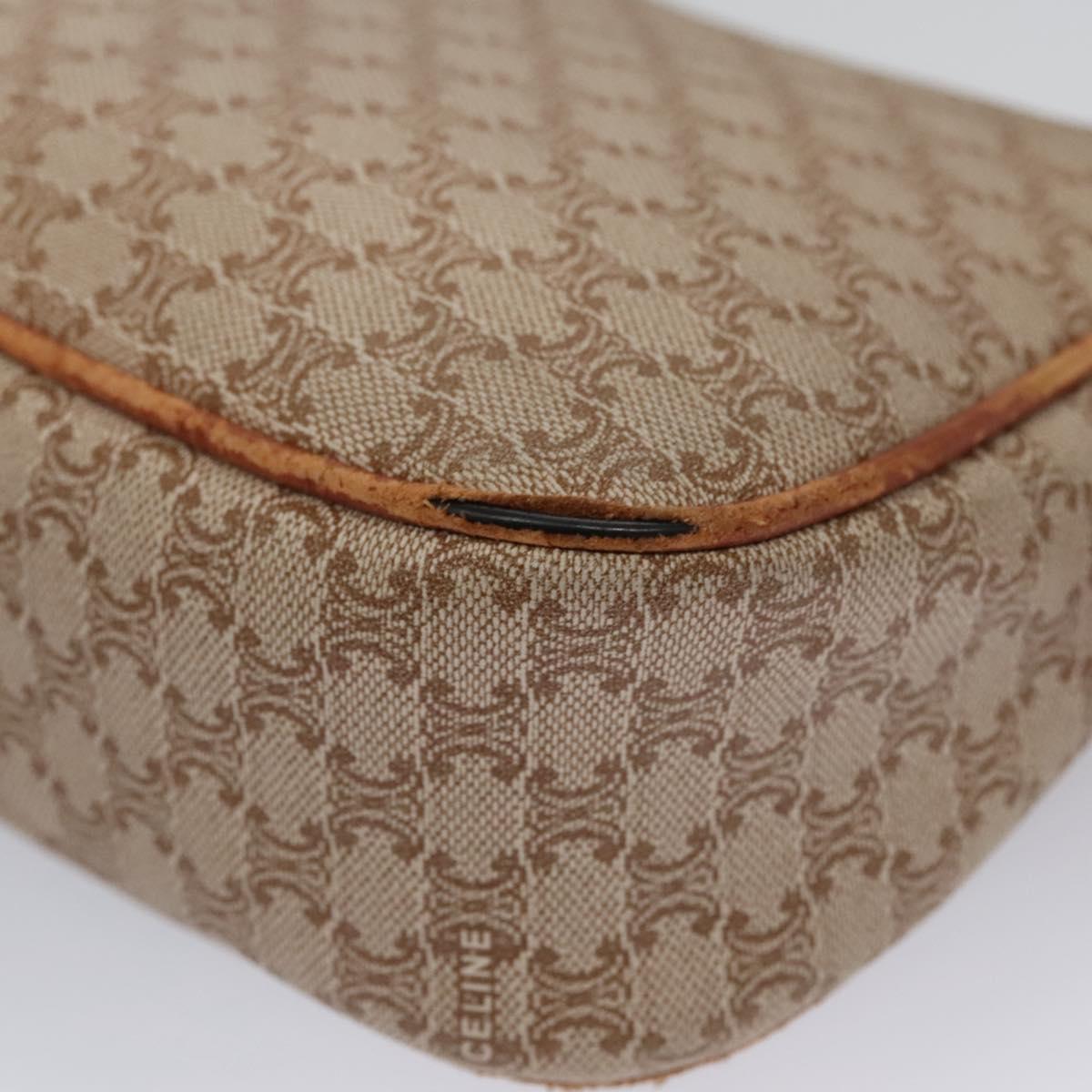 CELINE Macadam Canvas Shoulder Bag PVC Leather Beige Auth bs22230