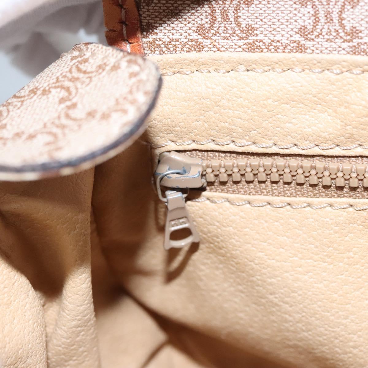 CELINE Macadam Canvas Shoulder Bag PVC Leather Beige Auth bs22230