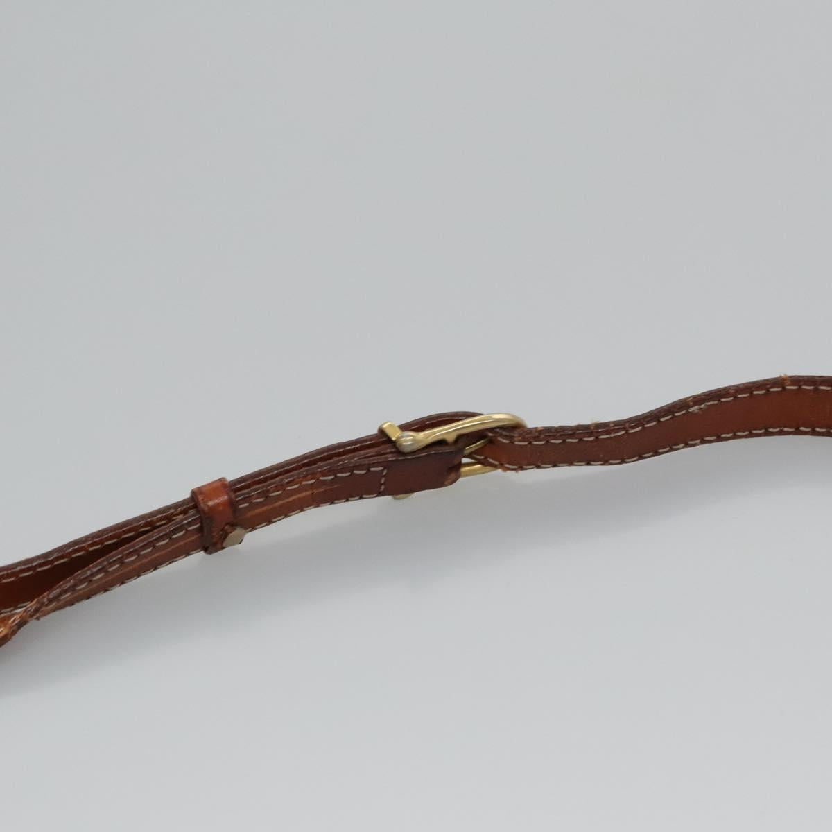 CELINE Macadam Canvas Shoulder Bag PVC Leather Beige Auth bs22230