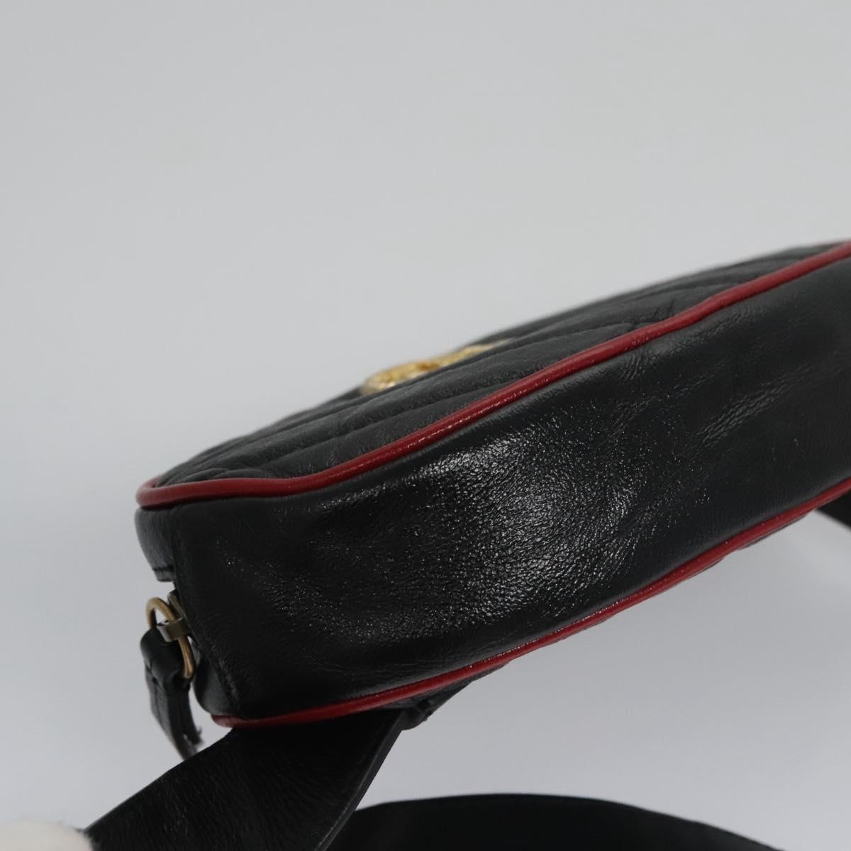 GUCCI GG Marmont Waist bag Leather Black Red Auth bs22241V