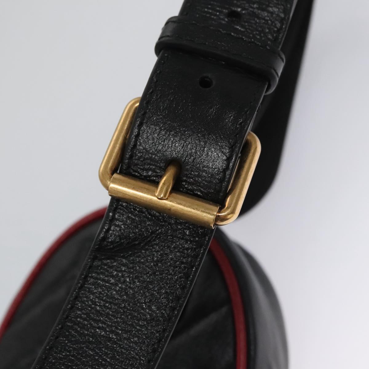 GUCCI GG Marmont Waist bag Leather Black Red Auth bs22241V