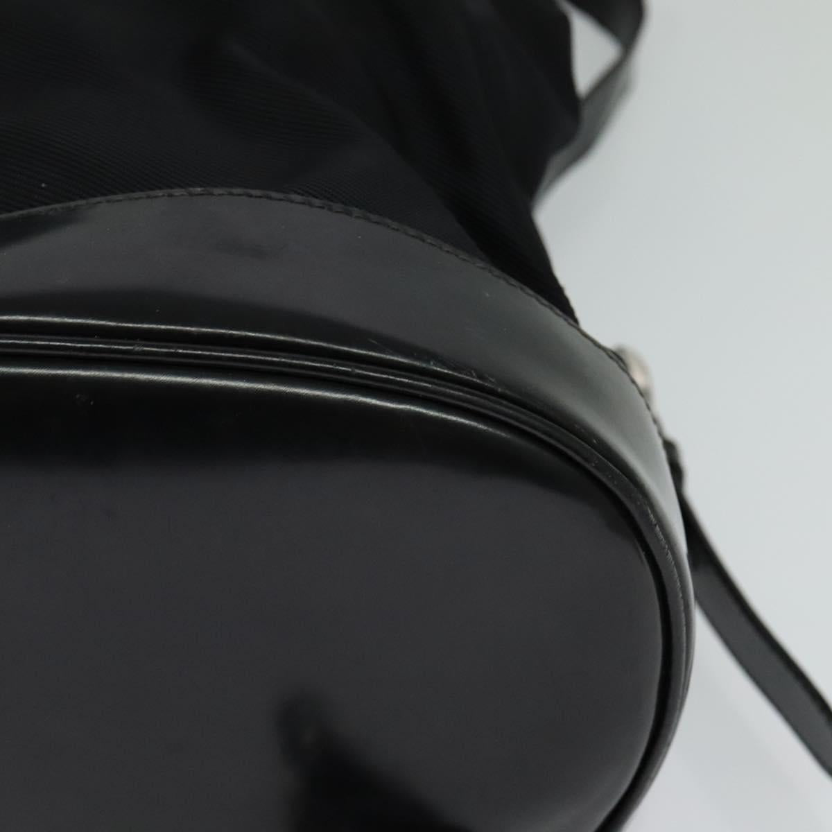 GUCCI Bamboo Body Bag Nylon Patent Leather Black Silver Auth bs22242