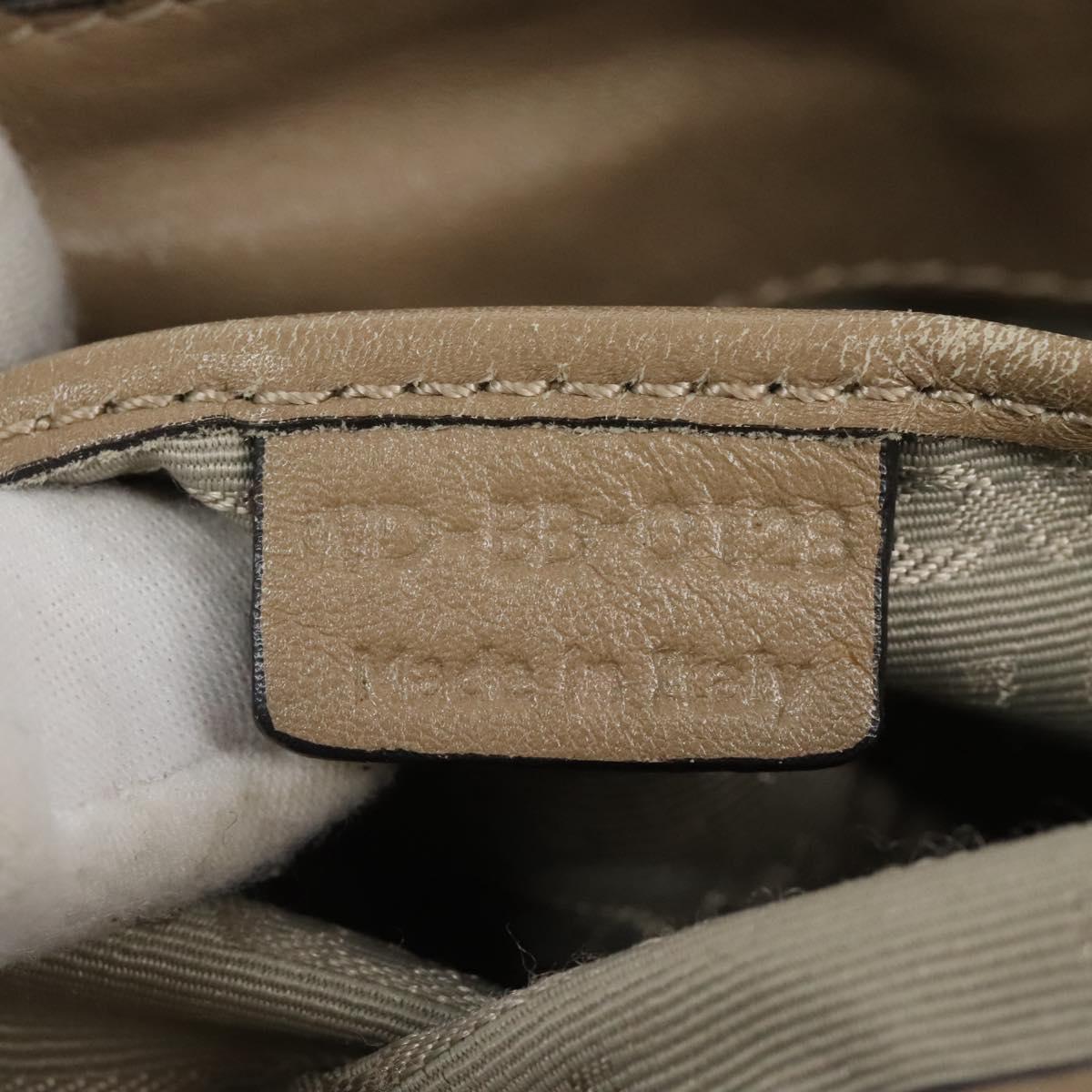 CELINE Hand Bag Leather Yellow Brown Silver Auth bs22250