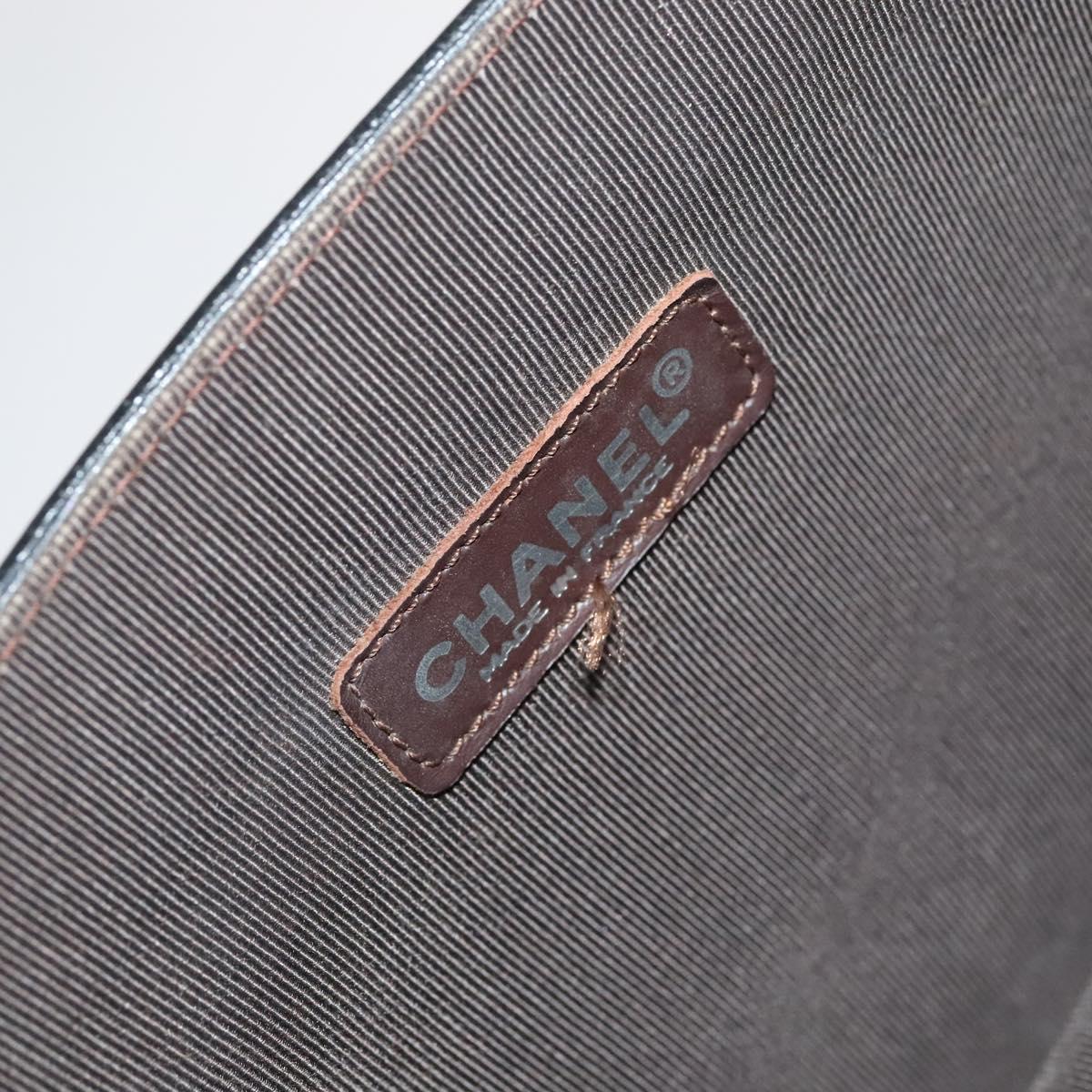 CHANEL Tote Bag Leather Brown Gold CC Auth bs22265