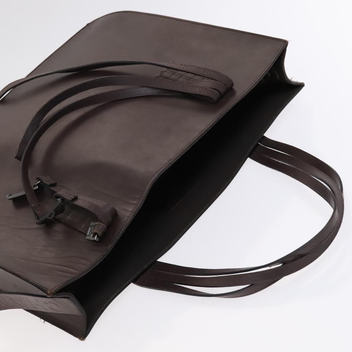 CHANEL Tote Bag Leather Brown Gold CC Auth bs22265