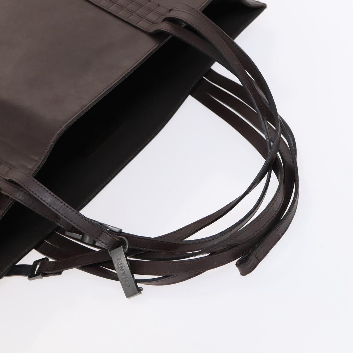 CHANEL Tote Bag Leather Brown Gold CC Auth bs22265