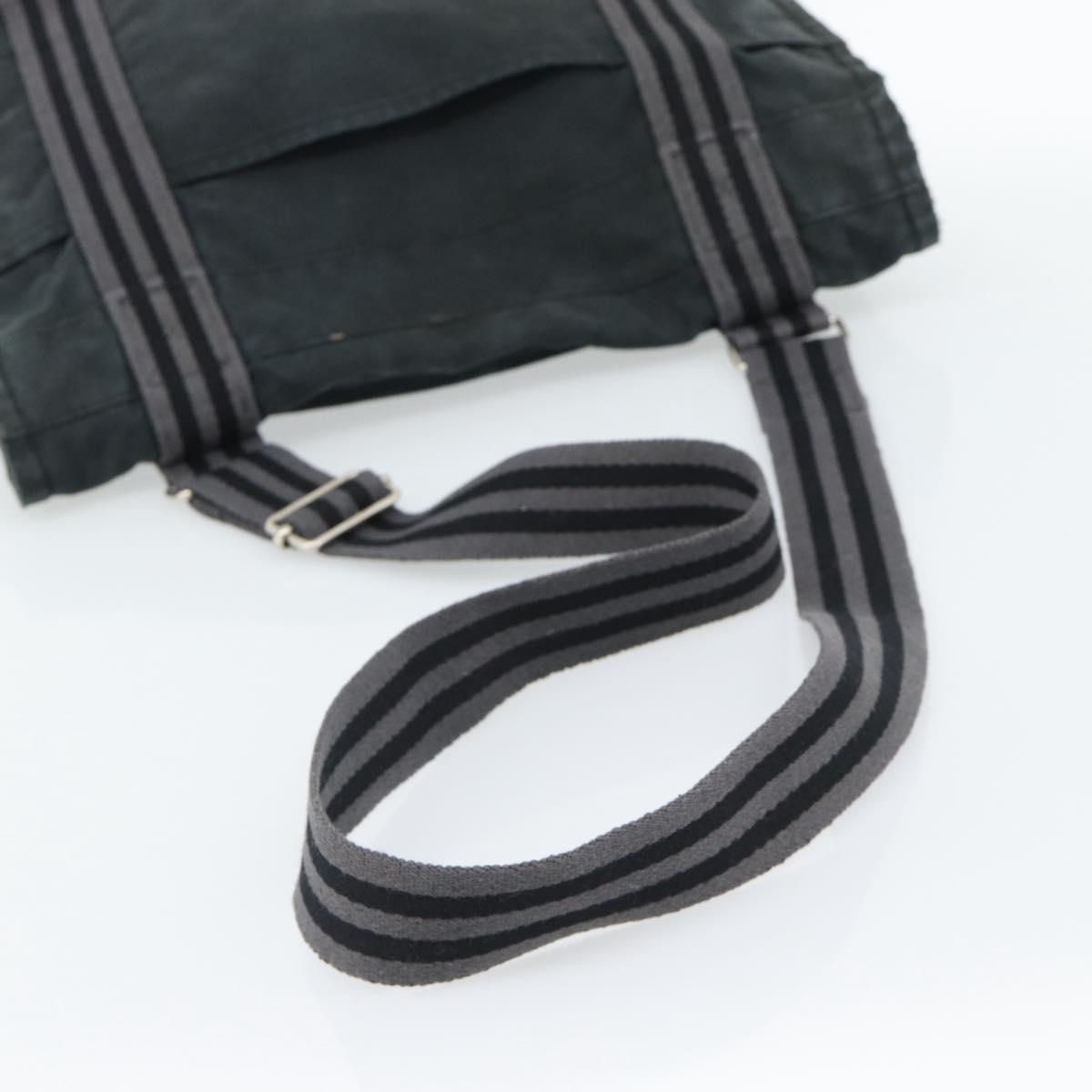 HERMES Wallet Shoulder Bag Canvas Leather 2Set Black Auth bs22282