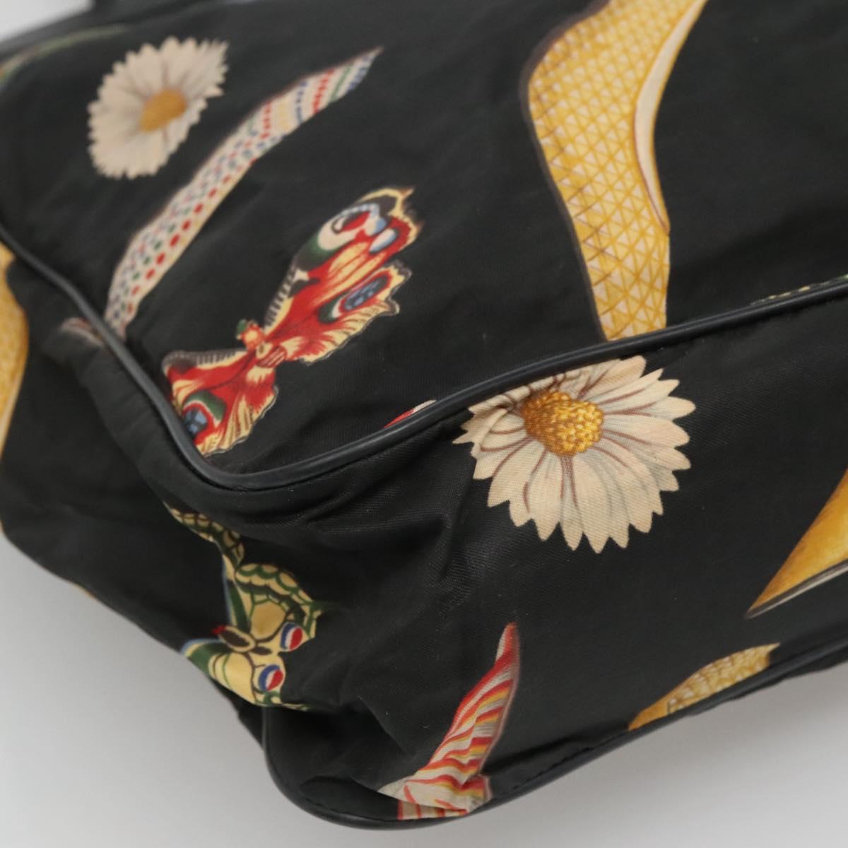 Salvatore Ferragamo Tote Bag Canvas Leather Black Gold Auth bs22290