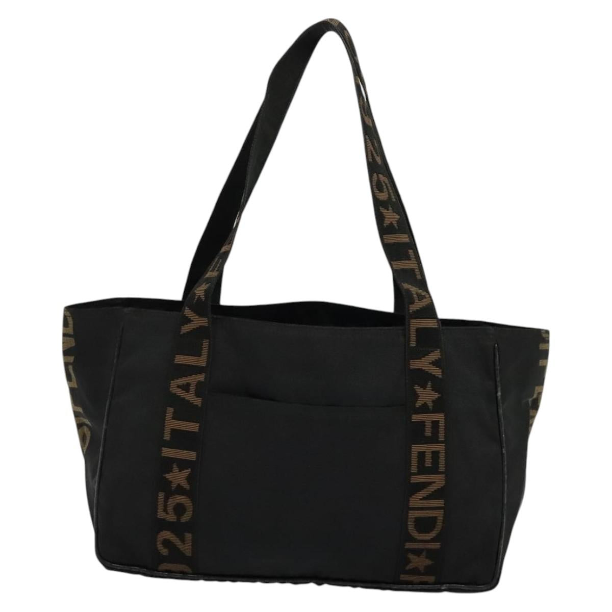 FENDI Tote Bag Canvas Black Auth bs22301