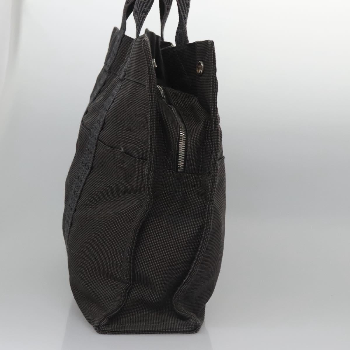 HERMES Her Line MM Tote Bag Canvas Gray Silver Auth bs22307