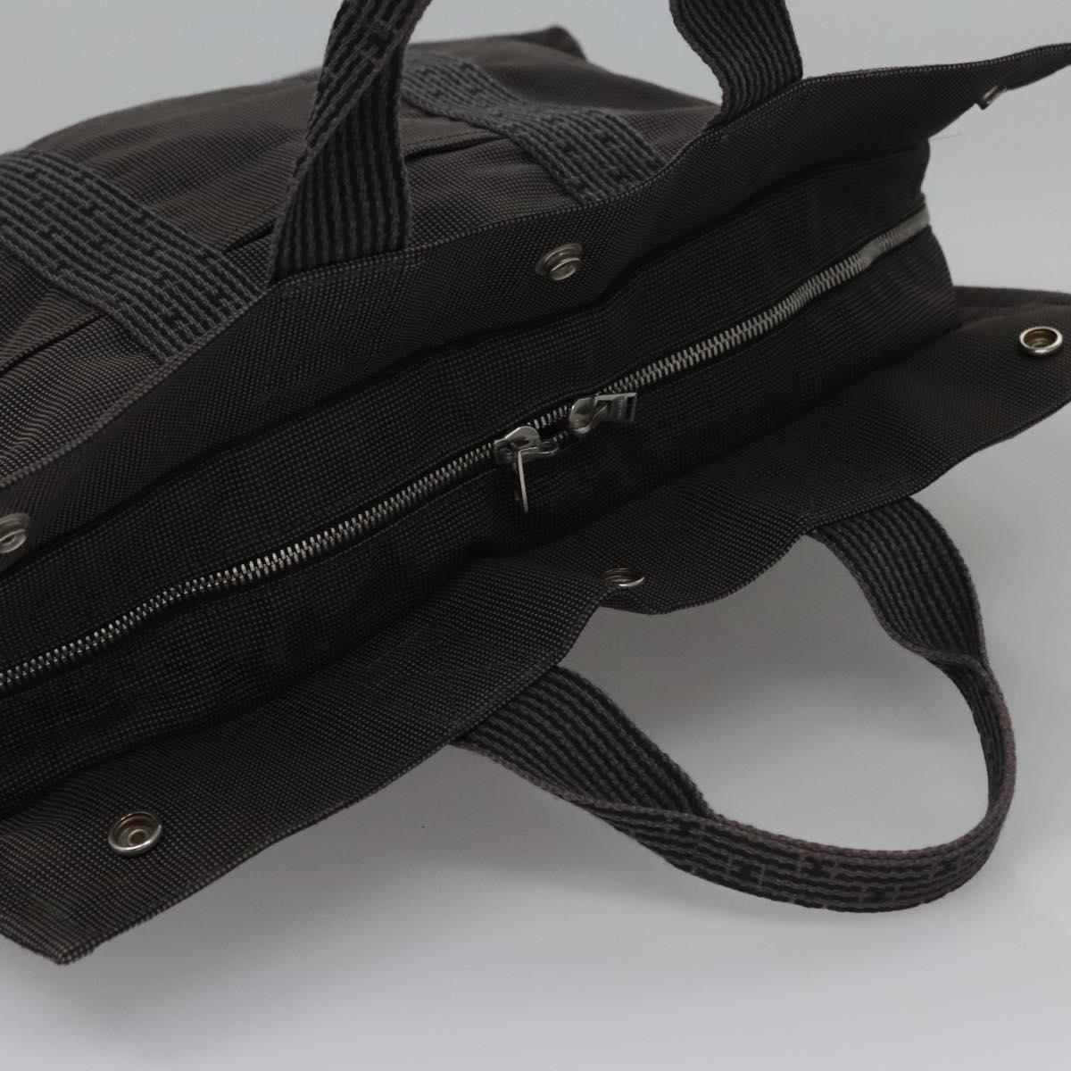 HERMES Her Line MM Tote Bag Canvas Gray Silver Auth bs22307