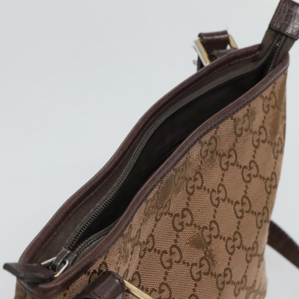 GUCCI GG Canvas Shoulder Bag Brown 257246 Auth bs22316