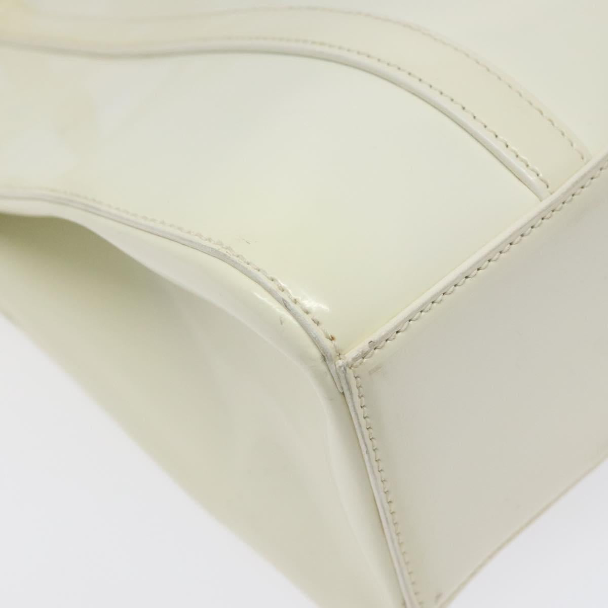PRADA Hand Bag Patent leather White Auth bs22343