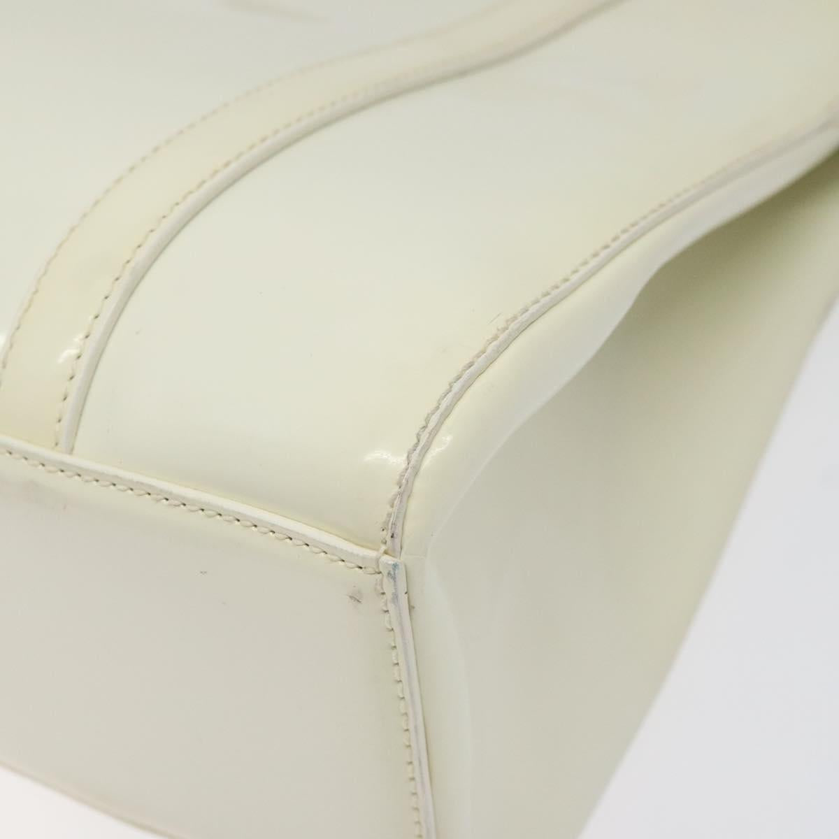 PRADA Hand Bag Patent leather White Auth bs22343