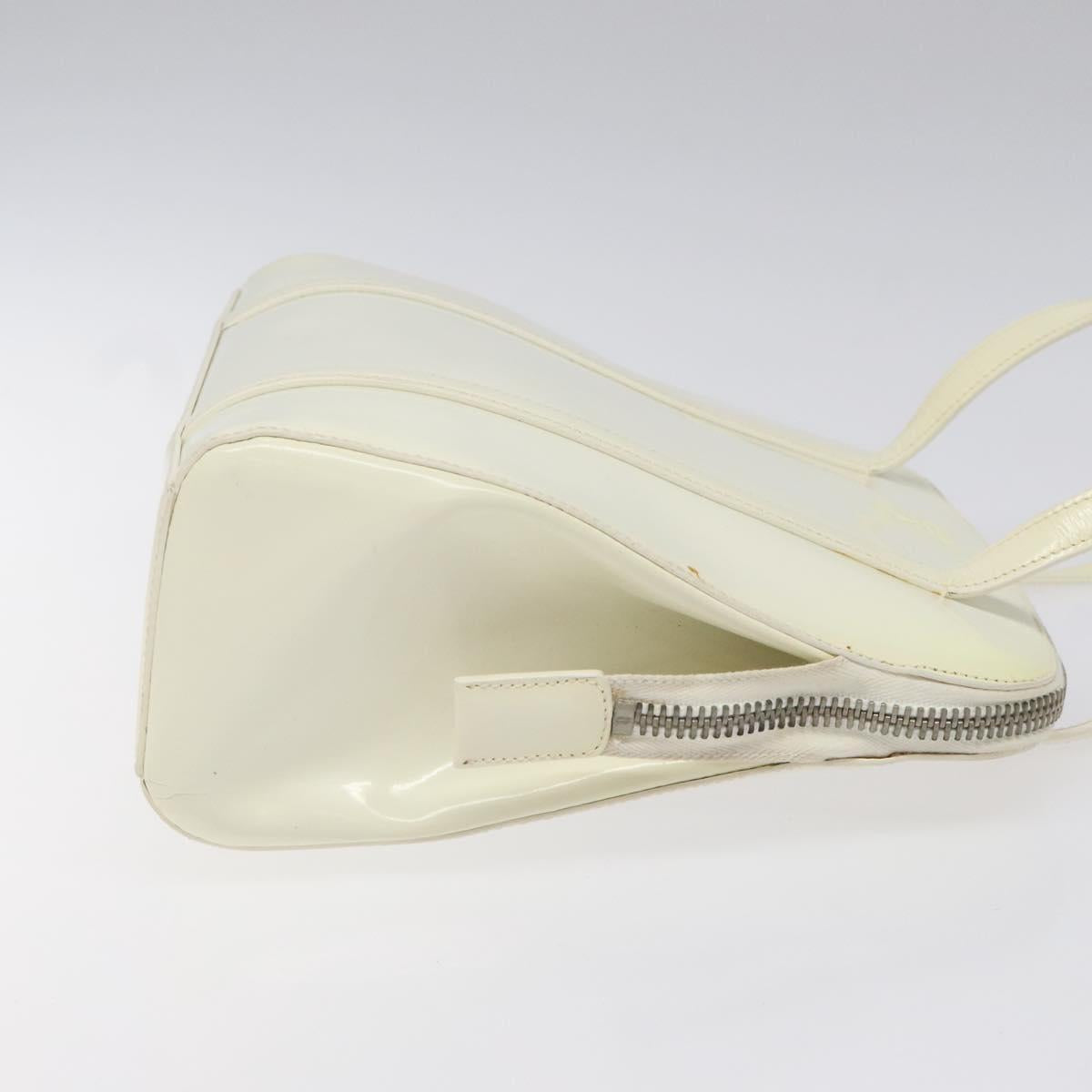 PRADA Hand Bag Patent leather White Auth bs22343