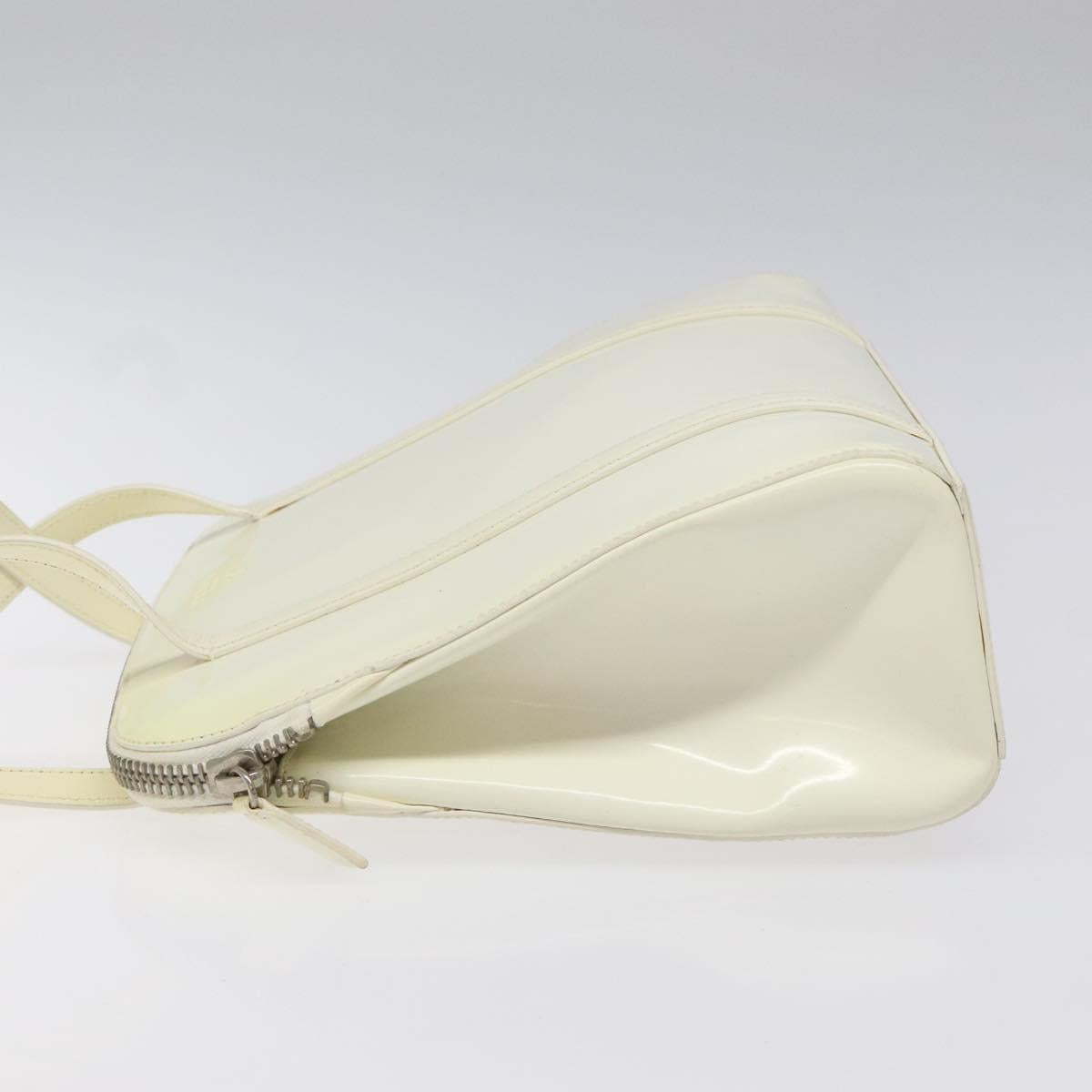 PRADA Hand Bag Patent leather White Auth bs22343