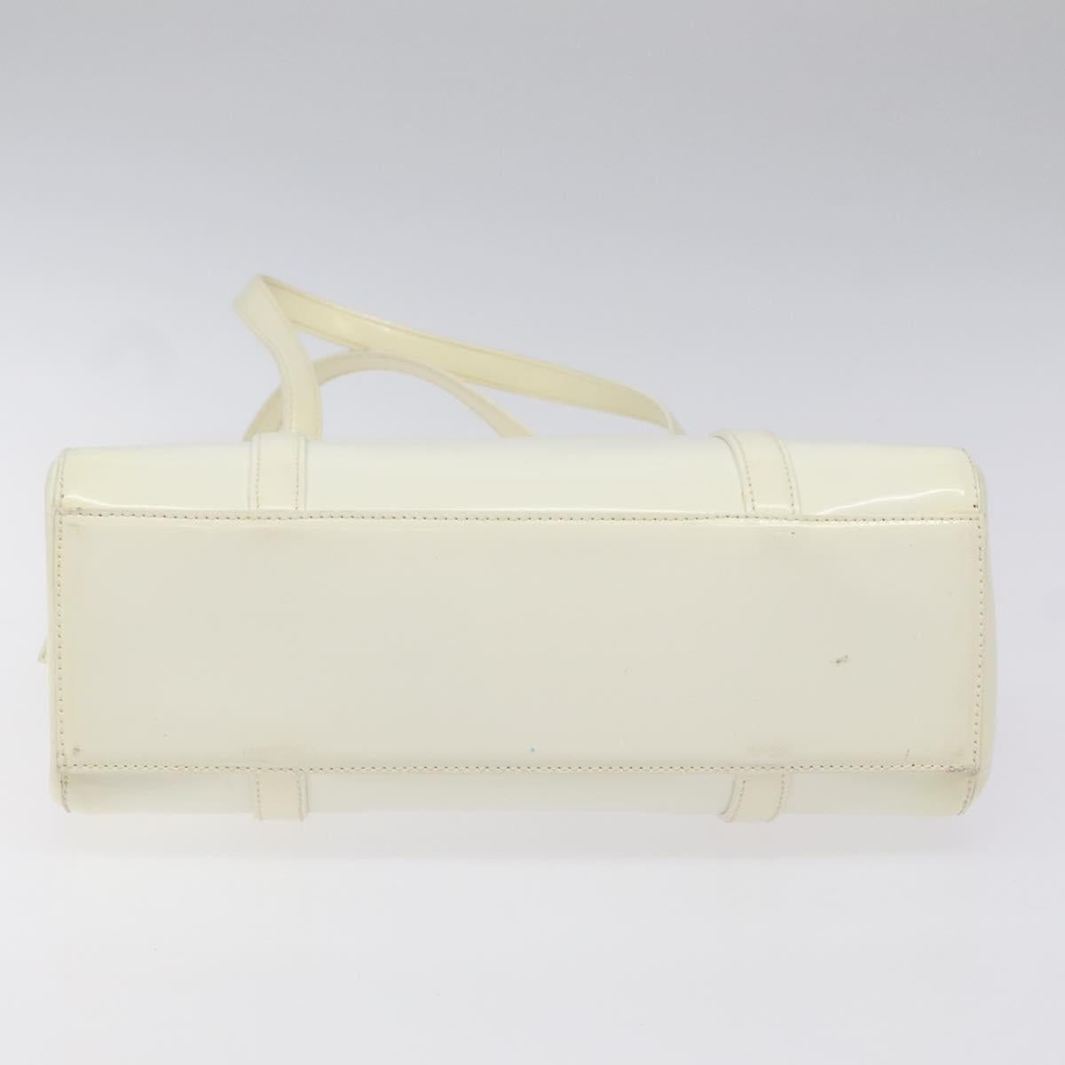 PRADA Hand Bag Patent leather White Auth bs22343